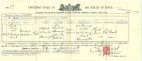Birth certificate for Marjorie Hemmings
